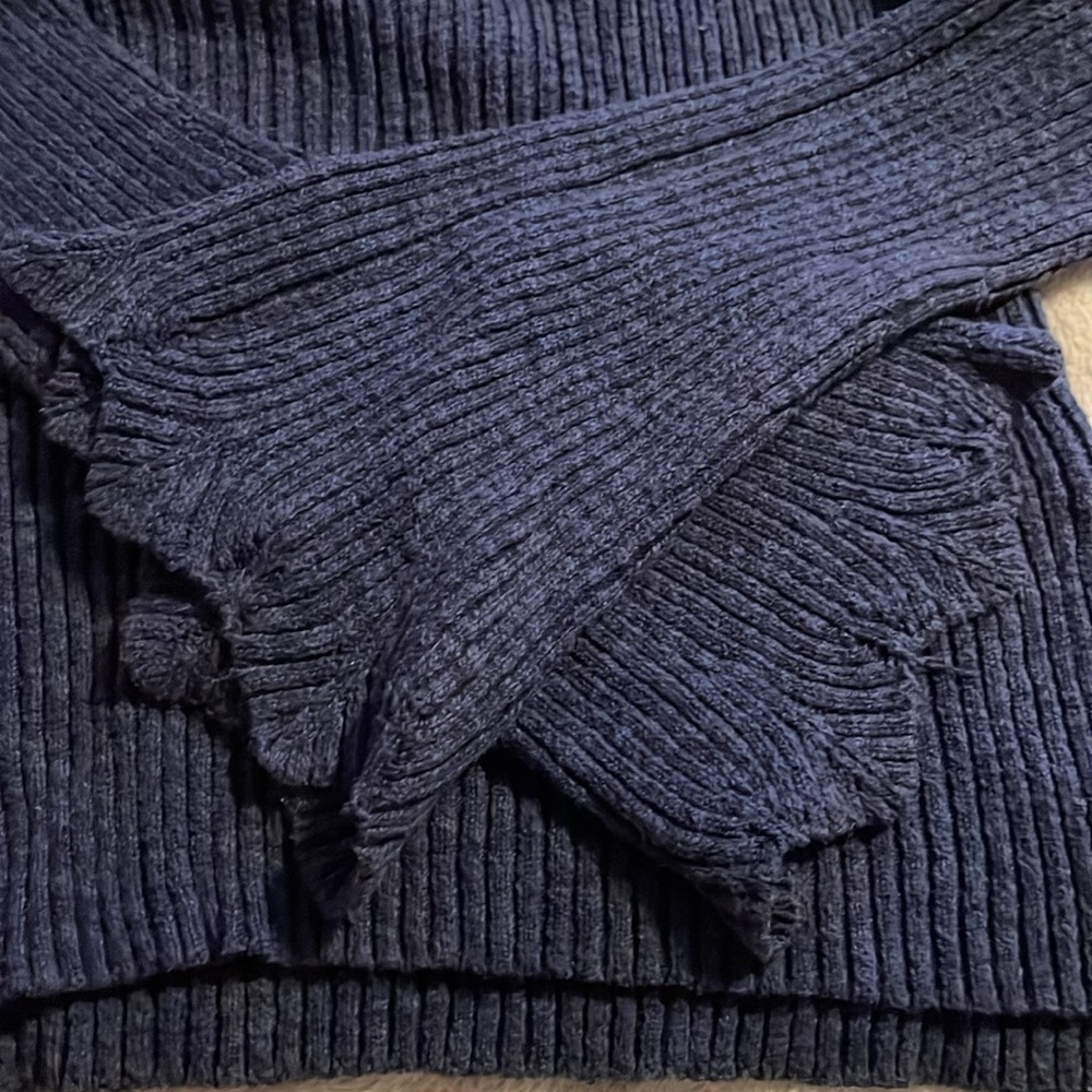 Aeropostale Y2K Cold Shoulder Flared Sleeve Sweater Large Boho Casual Outdoor - Picture 6 of 7